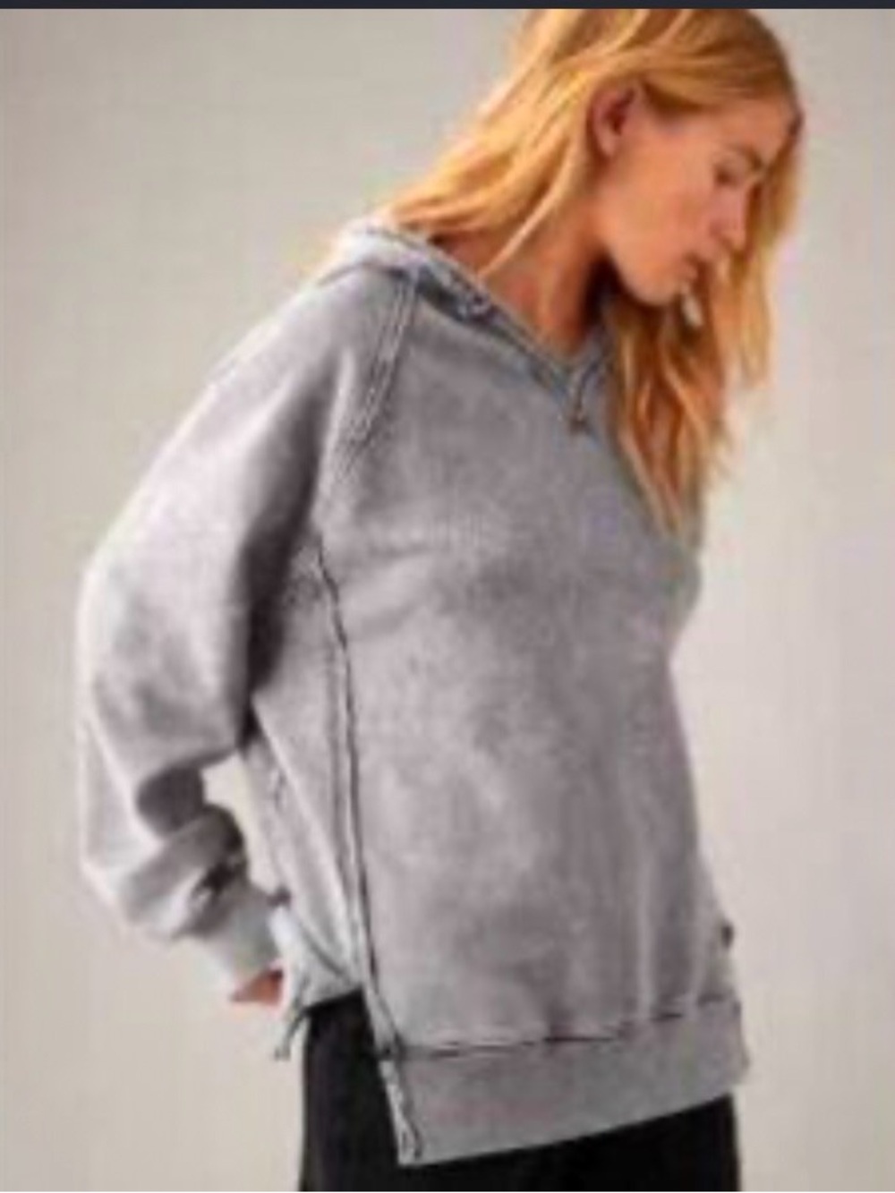 American Eagle Outfitters Washed Gray Hooded Pullover